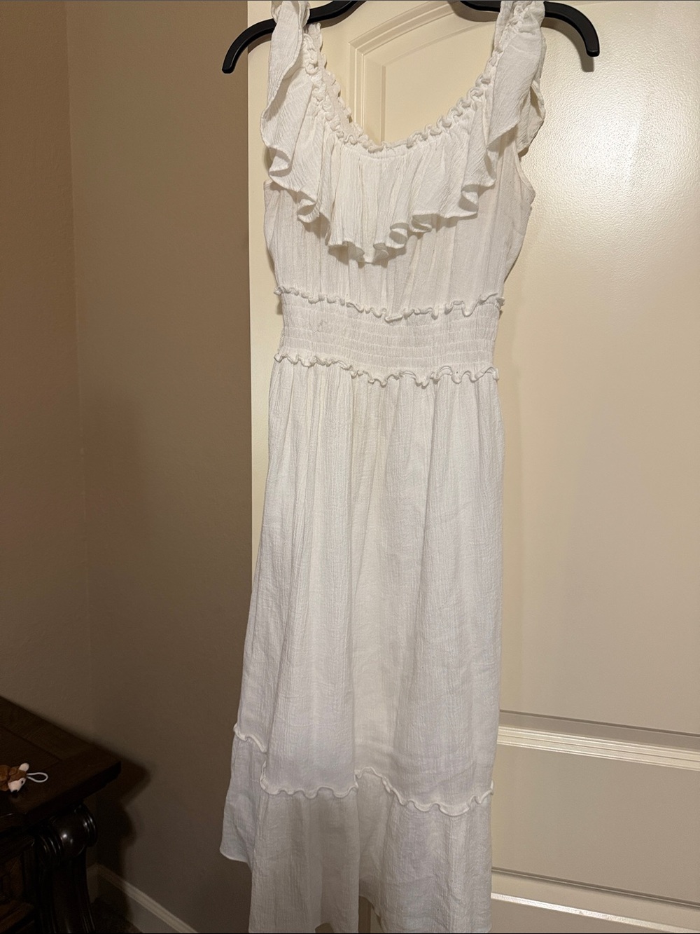 Allen B. By Allen Schwartz White Ruffle Midi Dress